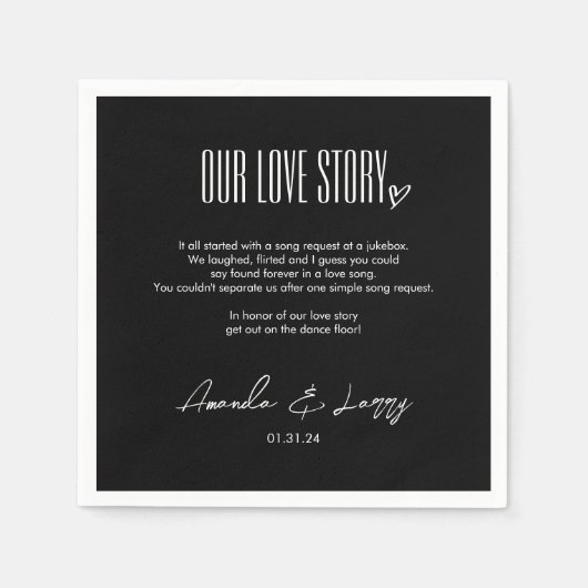 Serviette En Papier Mariage Histoire d'Amour Moderne (Devant)