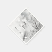 Serviette En Papier Mariage hivernal avec neige mousseuse et glace (Coin)