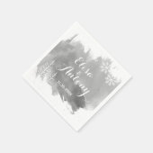 Serviette En Papier Mariage hivernal gris d'aquarelle moderne (Coin)