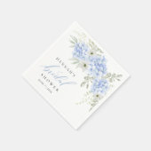 Serviette en papier mariage Hydrangea Bleu Floral (Coin)