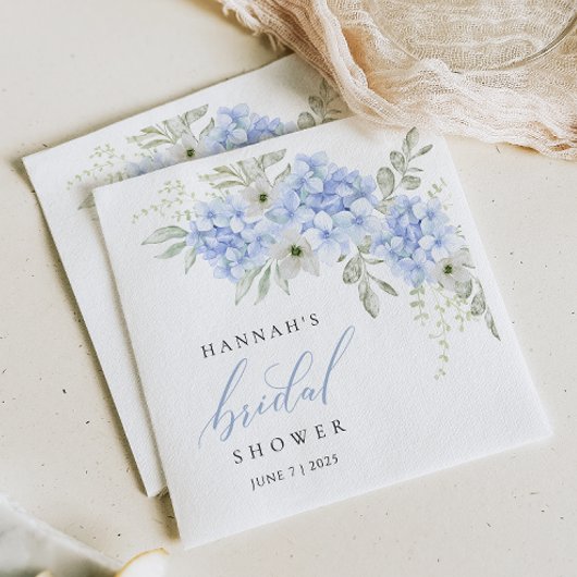Serviette en papier mariage Hydrangea Bleu Floral