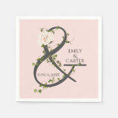 Serviette En Papier Mariage Hydrangea et Ivy Ampersand (Devant)