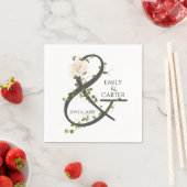 Serviette En Papier Mariage Hydrangea et Ivy Ampersand (En situation)