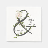 Serviette En Papier Mariage Hydrangea et Ivy Ampersand (Devant)