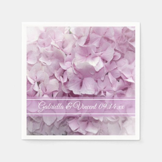 Serviette En Papier Mariage Hydrangea rose doux (Devant)