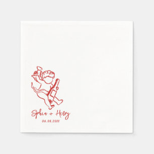 Serviette En Papier Mariage Icône Cupid Cherub dessiné à la main