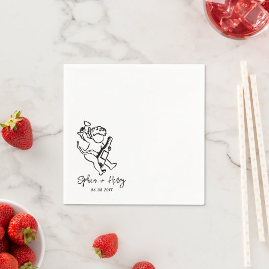 Serviette En Papier Mariage Icône Cupid Cherub dessiné à la main (En situation)