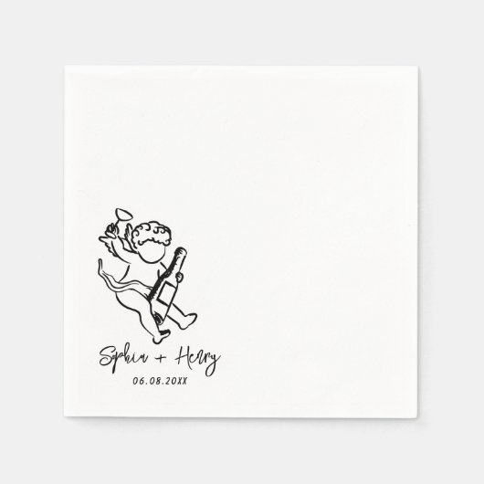 Serviette En Papier Mariage Icône Cupid Cherub dessiné à la main (Devant)