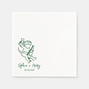 Serviette En Papier Mariage Icône Cupid Cherub dessiné à la main
