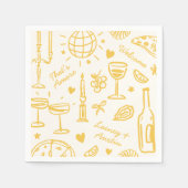 Serviette En Papier Mariage illustré rétrospectif (Devant)