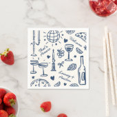 Serviette En Papier Mariage illustré rétrospectif (En situation)