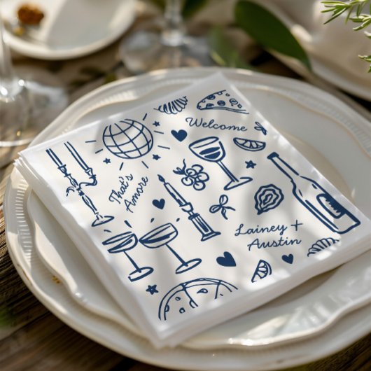 Serviette En Papier Mariage illustré rétrospectif