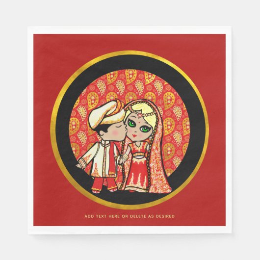 Serviette En Papier Mariage indien Blonde Bride mignon dessin personna (Devant)