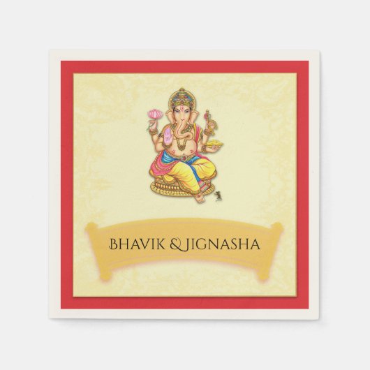 Serviette En Papier Mariage indien Ganesha Napkin (Devant)