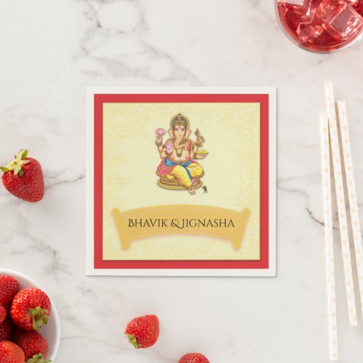 Serviette En Papier Mariage indien Ganesha Napkin (En situation)