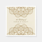 Serviette En Papier Mariage indien Mandala or ou Sangeet (Devant)