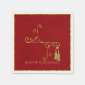 Serviette En Papier Mariage indien Napkin de Red and Gold Tassel (Devant)