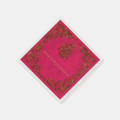 Serviette En Papier Mariage indien Pink and Gold Peacock Napkin (Coin)