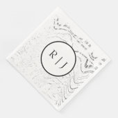Serviette En Papier Mariage initiale abstraite noir et blanc Monogramm (Coin)