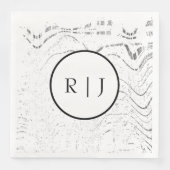 Serviette En Papier Mariage initiale abstraite noir et blanc Monogramm (Devant)