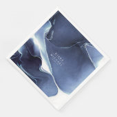 Serviette En Papier Mariage Ink Flow Bleu ID762 (Coin)