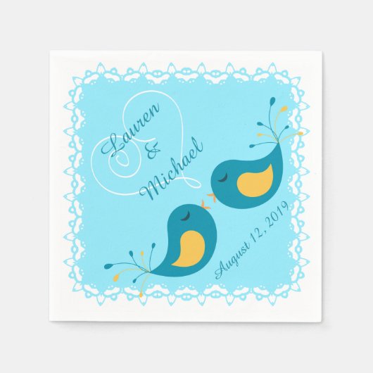 Serviette En Papier Mariage Inséparable bleu (Devant)