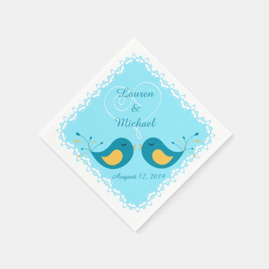 Serviette En Papier Mariage Inséparable bleu (Coin)