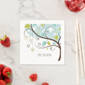 Serviette En Papier Mariage Inséparable bleu vert (En situation)