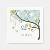 Serviette En Papier Mariage Inséparable bleu vert (Devant)