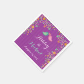 Serviette En Papier Mariage Inséparable floral élégant violet (Coin)