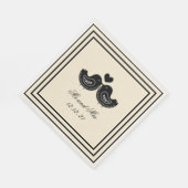 Serviette En Papier Mariage Inséparable suédois noir et crème (Coin)