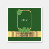 Serviette En Papier Mariage irlandais vert, or et shamrock (Devant)