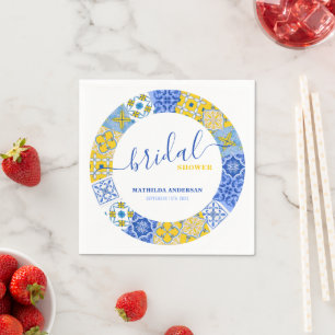 Serviette En Papier Mariage Italien Carrelage Bleu Jaune Estival