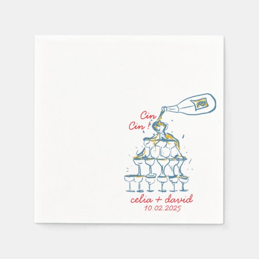 Serviette En Papier Mariage italien Cin Cin (Devant)