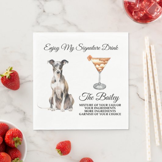 Serviette En Papier Mariage italien Greyhound Signature Boire serviett (En situation)