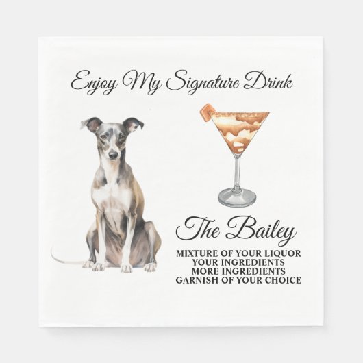 Serviette En Papier Mariage italien Greyhound Signature Boire serviett (Devant)