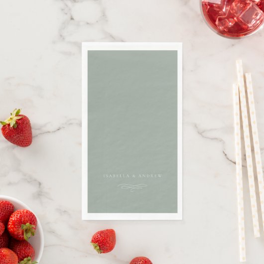 Serviette En Papier Mariage italien Solid Sage Green (En situation)