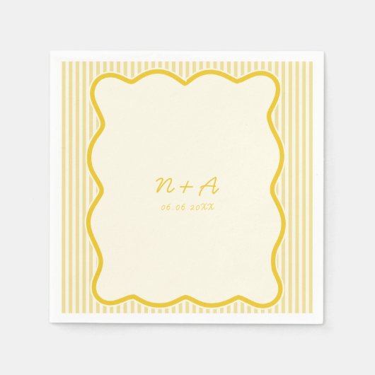 Serviette En Papier Mariage jaune beurre moderne (Devant)