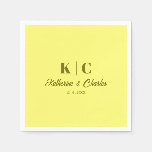 Serviette En Papier Mariage jaune beurre moderne (Devant)