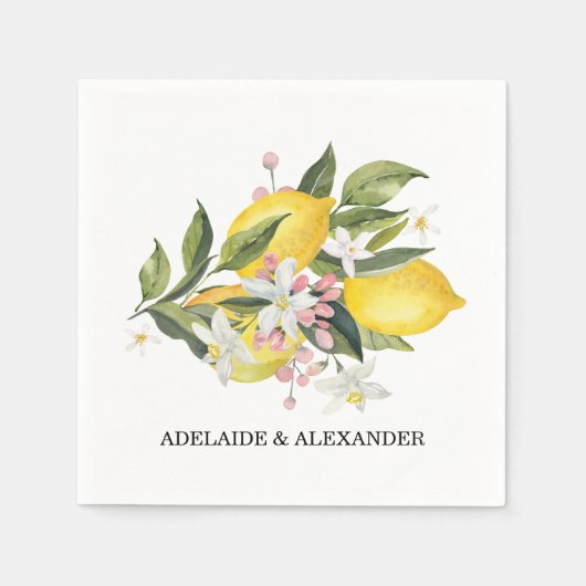 Serviette En Papier Mariage Jaune Citron (Devant)