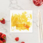 Serviette En Papier Mariage jaune d'aquarelle moderne (En situation)