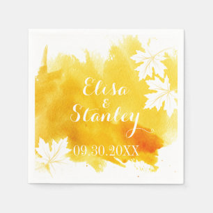 Serviette En Papier Mariage jaune d'aquarelle moderne