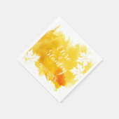 Serviette En Papier Mariage jaune d'aquarelle moderne (Coin)