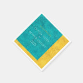 Serviette En Papier Mariage jaune turquoise (Coin)