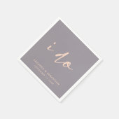 Serviette En Papier Mariage Jour Moderne Élégant Script I Do Grey (Coin)