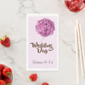 Serviette En Papier Mariage Jour rose & blanc hydrangée fleur (En situation)