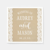 Serviette En Papier Mariage Kraft Rustique et Broderie Initiale (Devant)