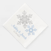 Serviette En Papier Mariage Lapis Blue Silver Snowflake (Coin)