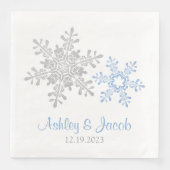Serviette En Papier Mariage Lapis Blue Silver Snowflake (Devant)