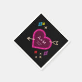 Serviette En Papier Mariage Las Vegas Neon Heart and Stars (Coin)